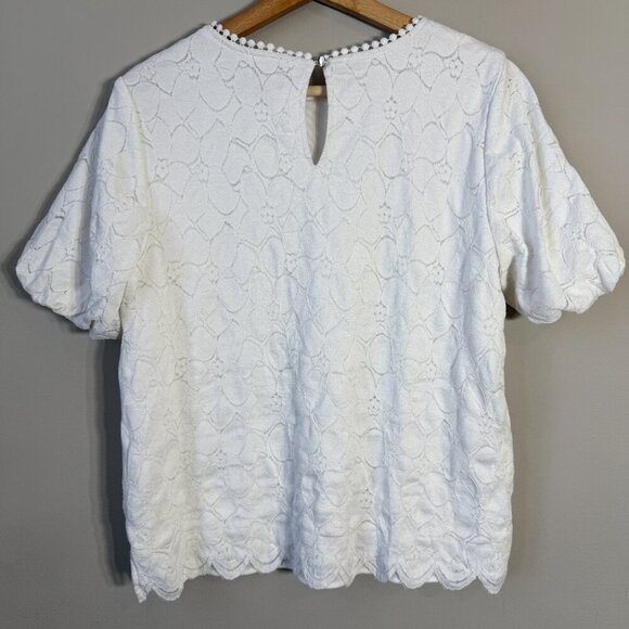 Vince Camuto Puff Sleeve Lace Textured Blouse Women's Small White Layered Boho - Picture 8 of 12